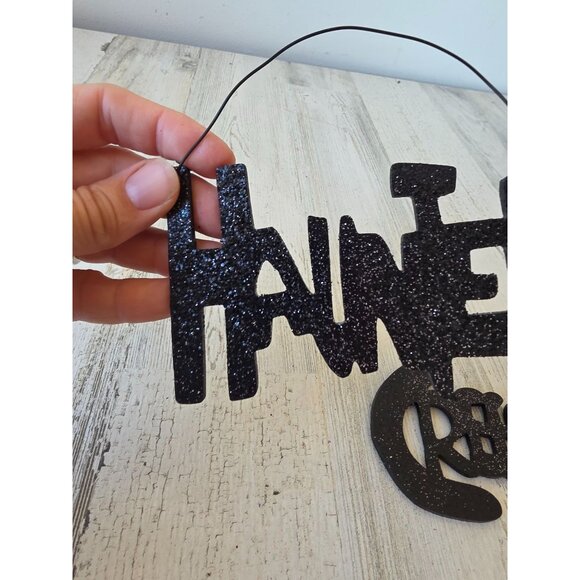 Glitter Halloween sparkle sign haunted creepy Black sparkle hanging decor home - Picture 3 of 7